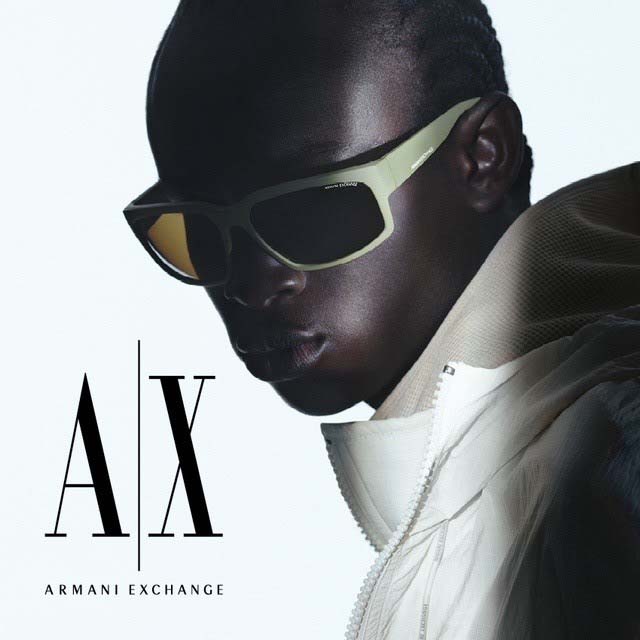 man modeling Armani Exchange eyewear