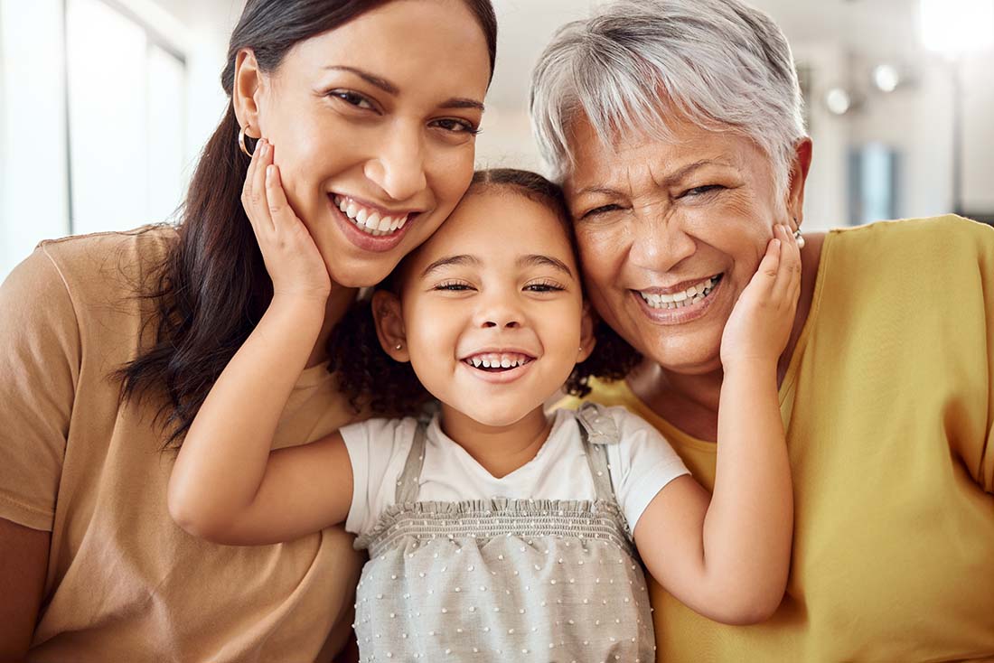 multi-generational Hispanic mother, daughter, and grand daughter 